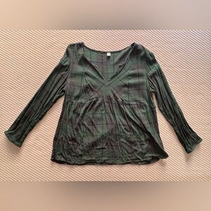 Old Navy Green Plaid Long Sleeve Top
